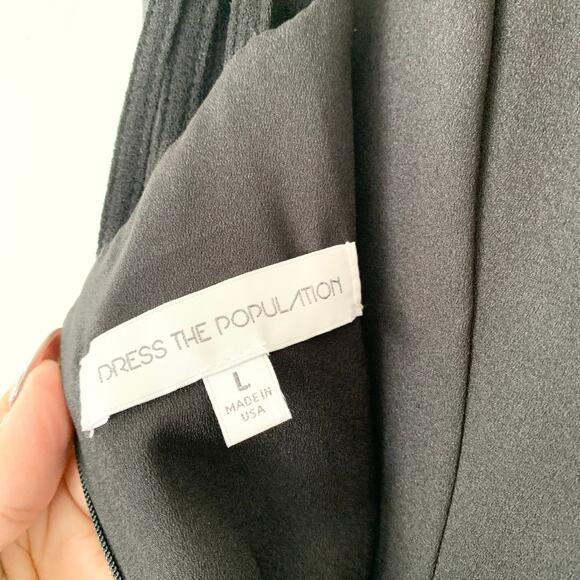 Dress the Population Harlow Crepe Long Black Strappy Gown New - Picture 3 of 9